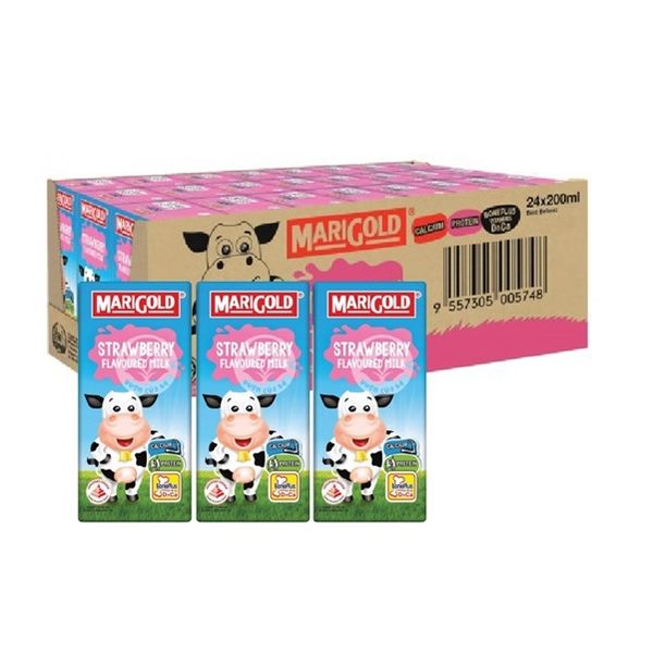 Sữa Tươi MariGold Hương Dâu 200ml – Lốc 3 Hộp
