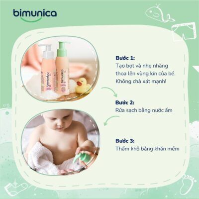 Dung Dịch Vệ Sinh Vùng Kính Bimunica Cho Bé Gái 250ML Từ Sơ Sinh Đến Dậy Thì