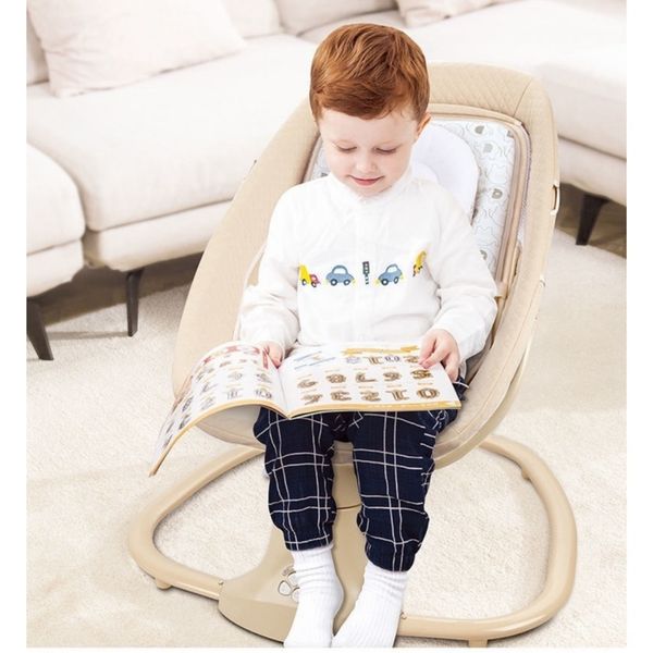 Nôi Điện Tự Động Kiêm Ghế Ăn Dặm Gluck Baby SG001, Nôi Điện Ru Bé Ngủ Có Mùng Chống Muỗi