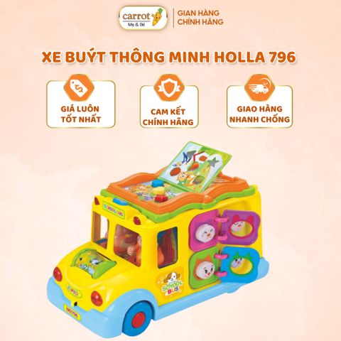 Đồ Chơi Xe Bus Hola 796 Đa Năng Chuyển Cảnh Có Nhạc Đèn Cho Bé