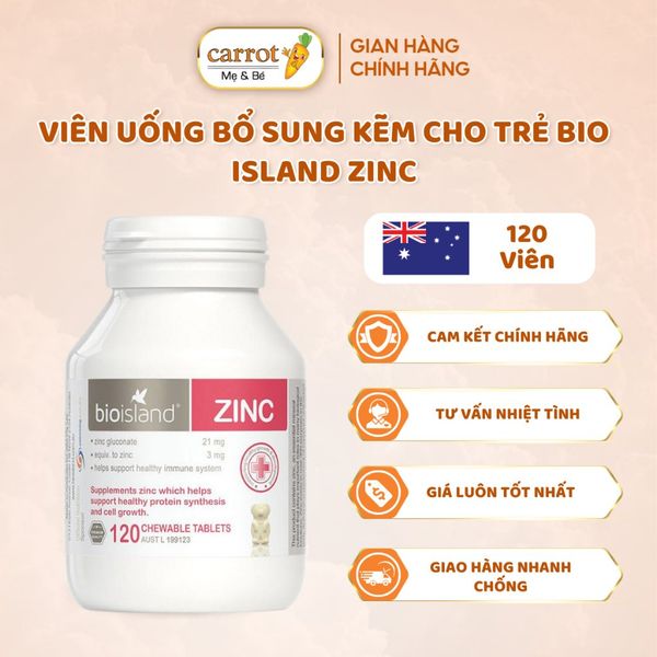 Viên Uống Bổ Sung Kẽm Cho Trẻ Bio Island Zinc 120 Viên