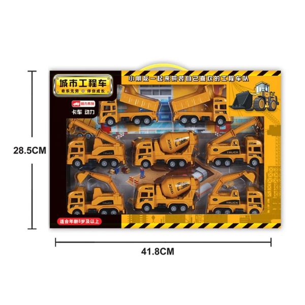 Bộ Xe Đồ Chơi Trẻ Em Mô Phỏng Công Trình Xây Dựng Gồm 8 Xe