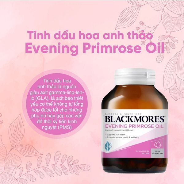 Tinh Dầu Hoa Anh Thảo Blackmore Evening Primrose Oil 1000 Đẹp Da, Chống Lão Hóa, Cân Bằng Nội Tiết Tố Lọ 190V