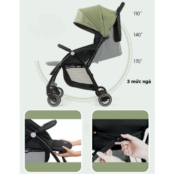 Xe Đẩy Gấp Gọn Baobaohao A10 Cho Bé, Gấp Gọn 3 Tư Thế Khung Chắc Chắn
