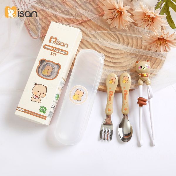 Sét Thìa Dĩa Đũa Misan Ăn Dặm Cho Bé - Kèm Hộp Đựng Tiện Lợi