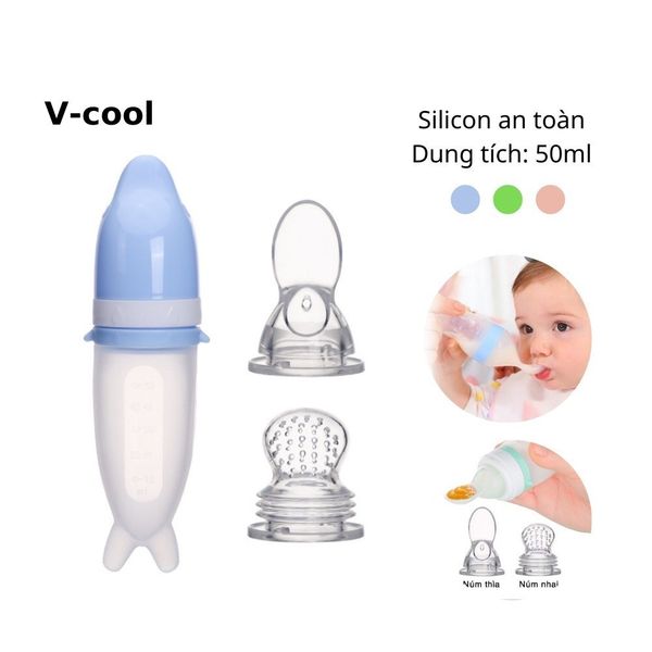 Bình Ăn Dặm Và Túi Nhai V-Cool 2In1 Cho Bé