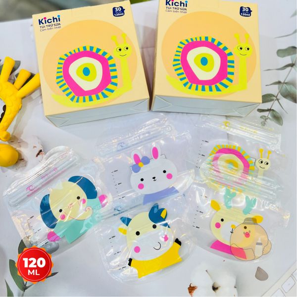 Túi Trữ Sữa Kichilachi,  Khóa Zip Chắc Chắn Chống Rò Rỉ 100ML Đến 250ML, Hoạ Tiết Ngẫu Nhiên
