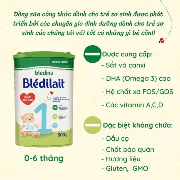 Sữa Bledilait Số 1 900G cho trẻ 0-6 tháng