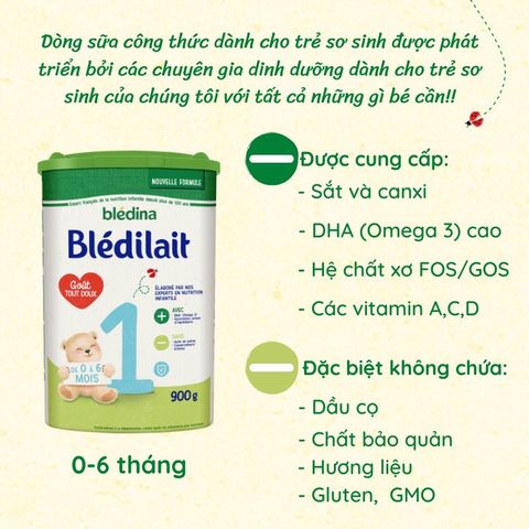 Sữa Bledilait Số 1 900G cho trẻ 0-6 tháng
