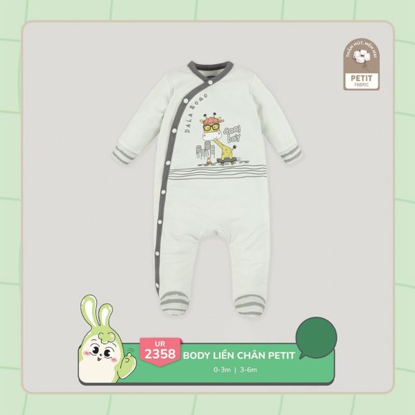 Body Liền Tất Ualarogo Cài Chéo Vải Petit Mềm Mỏng Bé Sơ Sinh 2358