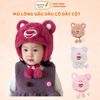 Mũ Trùm Đầu Giữ Ấm Mùa Đông Thiết Kế Tai Gấu Mềm Mại Chống Lạnh Có Dây Buộc