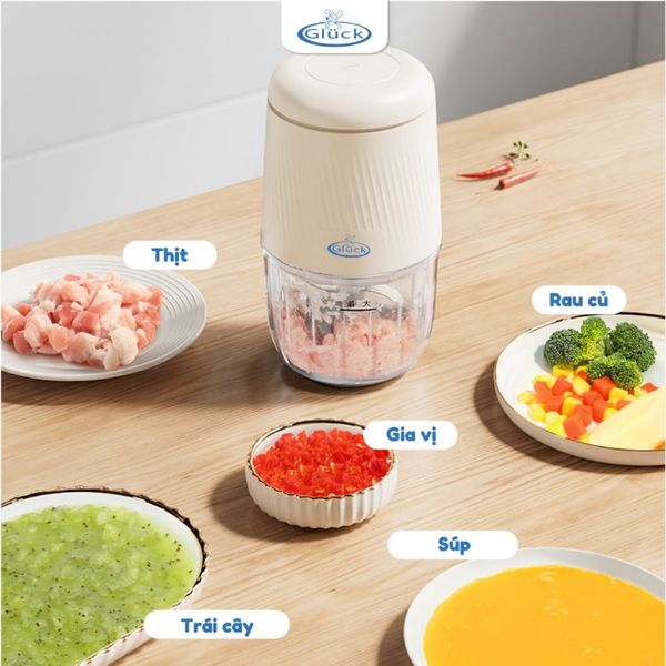 Máy Xay Ăn Dặm Gluck GN12 0,3L Máy Xay 8 Lưỡi Đa Năng, Máy Xay Thịt