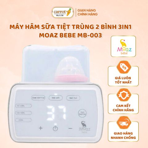 Máy Hâm Sữa Tiệt Trùng 2 Bình 3In1 MOAZ BEBE MB-003