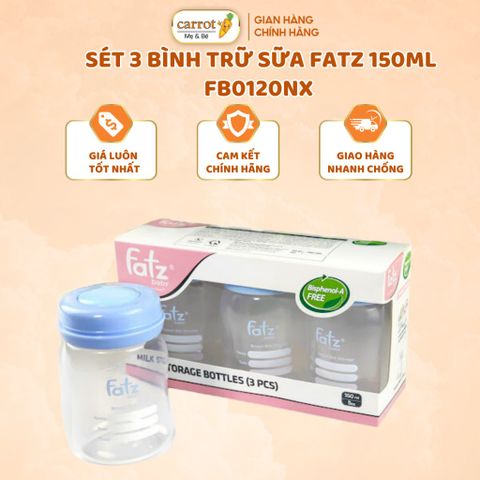 Bộ 3 Bình Trữ Sữa Fatz Baby Cổ Rộng 150ML Hàn Quốc