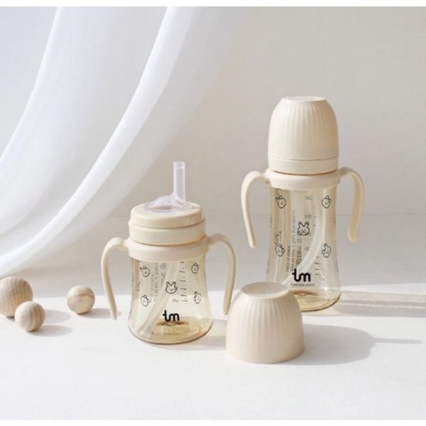 Bình Tập Uống Dot Bunny 280ML, Bình Uống Nước Có Tay Cầm Cho Bé