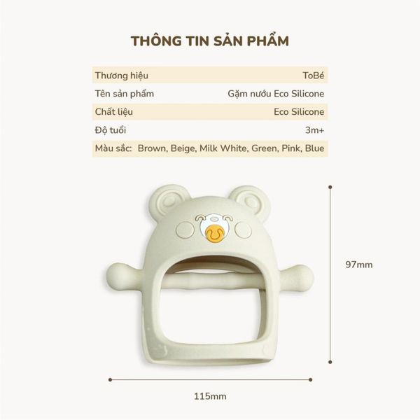 Ngậm Nướu Tobe Hình Gấu 3129 Chất Liệu Eco Silicone Cho Bé Đủ Màu