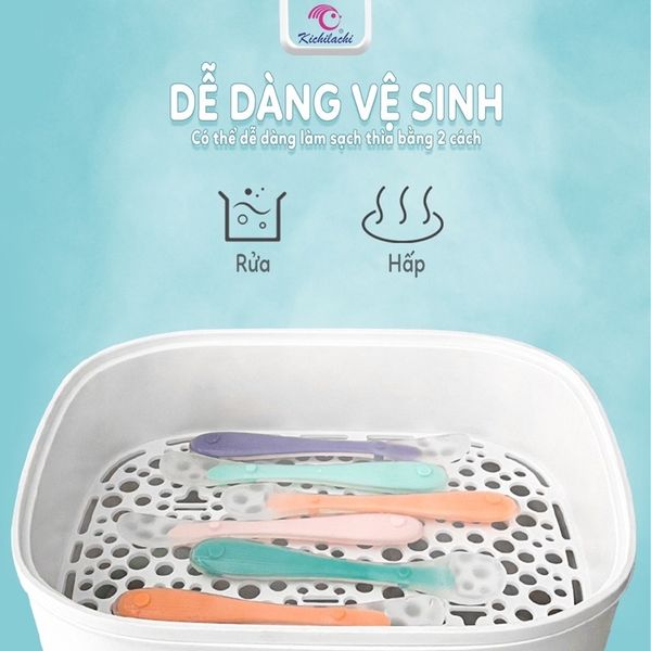 Set 2 Thìa Silicon Ăn Dặm Kichilachi, Thìa Ăn Dặm Cho Bé