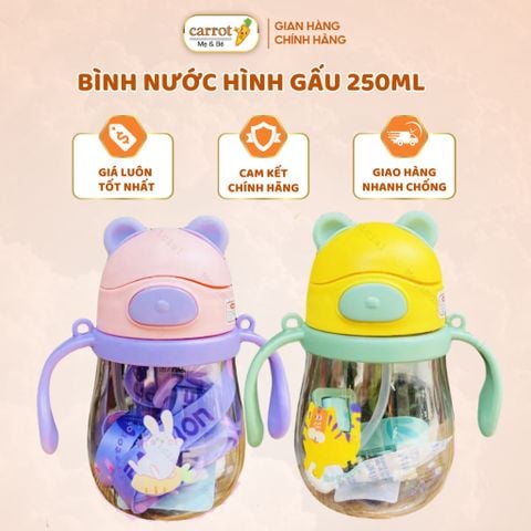 Bình Nước Tập Uống Cho Bé Hình Gấu Có Tay Cầm Dung Tích 250ML