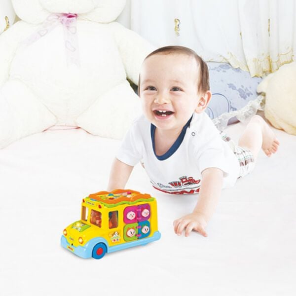 Đồ Chơi Xe Bus Hola 796 Đa Năng Chuyển Cảnh Có Nhạc Đèn Cho Bé