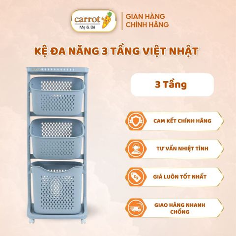 Kệ Đựng Đồ  Đa Năng 3 Tầng Việt Nhật Có Bánh Xe Di Chuyển