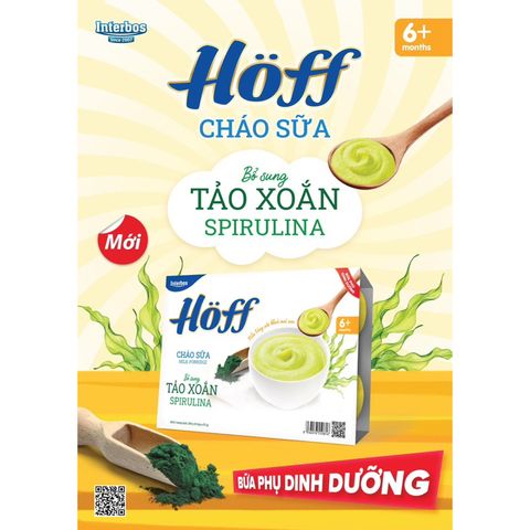 Cháo Sữa Hoff Bổ Sung Chất Xơ Hệ Tiêu Hoá Cho Bé Từ 6 Tháng Vị Cháo Mạch, Tảo Xoắn (Lốc 6 Hộp)