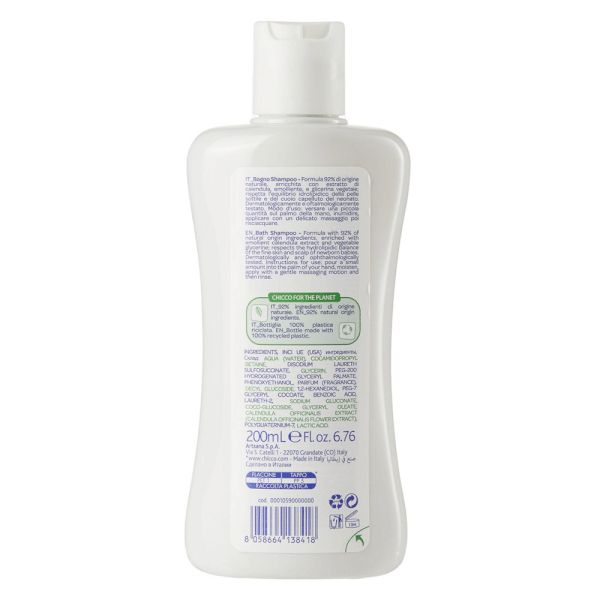 Sữa tắm gội chiết xuất Hoa Cúc 0M+ Chicco 200ml, Giúp Làm Mềm Tóc Và Giữ Ẩm Cho Da Bé