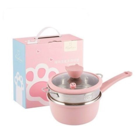 Bộ Nồi Xửng Hình Mèo Fashion, Bộ Nồi Chảo Đá Nấu Ăn Dặm Cho Bé