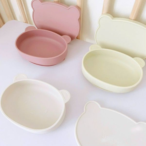 Đĩa Gấu Silicon Kèm Nắp Đậy Bar- Rot Có Đế Hít, Đĩa Cho Bé Tập Ăn Dặm