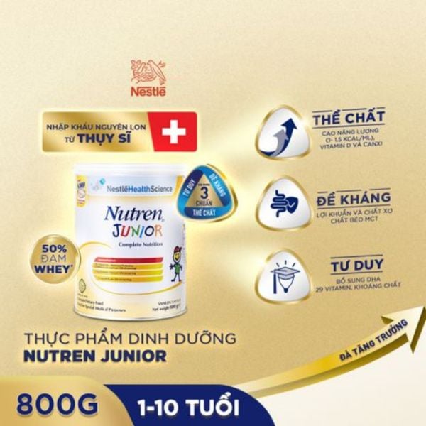 Sữa Nestlé Nutren Junior Thuỵ Sĩ 800g cho trẻ 1 - 10 tuổi