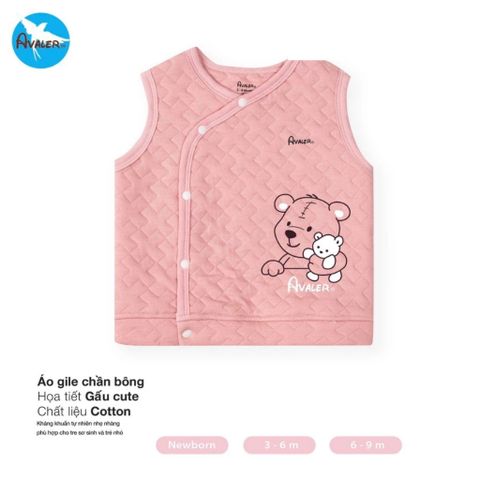 Áo Gile Trần Bông Avaler AV240135, Áo Gile Thu Đông Cài Chéo Cho Bé