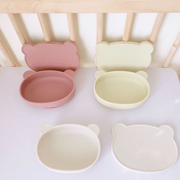 Đĩa Gấu Silicon Kèm Nắp Đậy Bar- Rot Có Đế Hít, Đĩa Cho Bé Tập Ăn Dặm