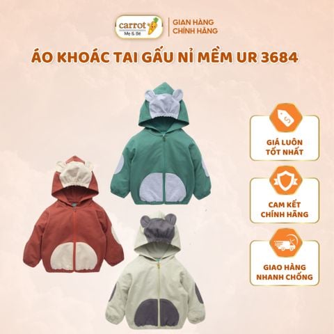 Áo Khoác Nỉ Ualarogo Có Tai UR3684 Cho Bé Trai Và Bé Gái