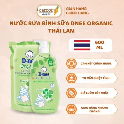 Nước Rửa Bình Sữa Dnee Organic Thái Lan - Thành Phần Tự Nhiên, Đã Qua Kiểm Định - 550ml/600ml