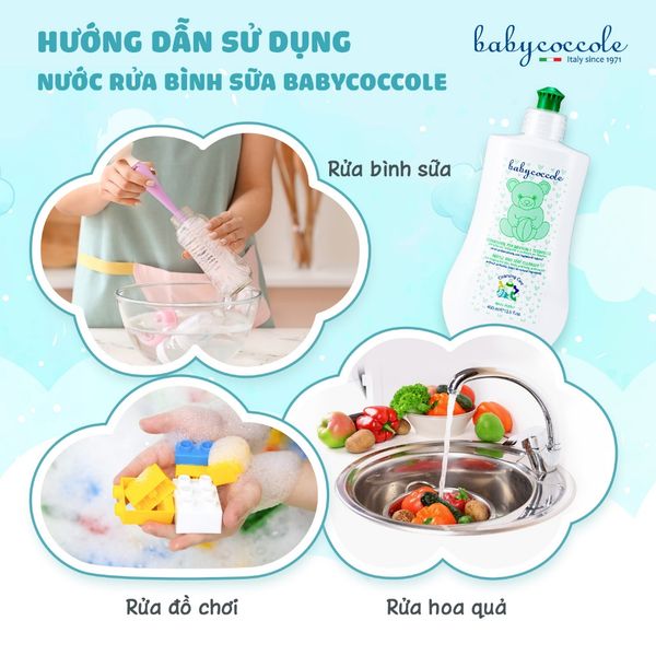 Nước rửa bình chiết xuất cỏ xạ hương và lô hội Babycoccole 0M+ - Siêu Thị Mẹ Và Bé Carrot