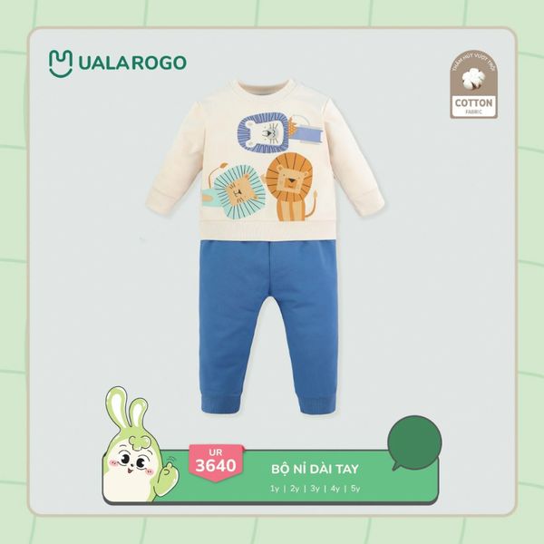 Bộ Dài Tay Nỉ Chéo Ualarogo UR3640 Cho Bé Gái Và Bé Trai