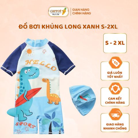 Đồ Bơi Khủng Long Xanh S-2XL, Set Đồ Bơi Cho Bé Trai