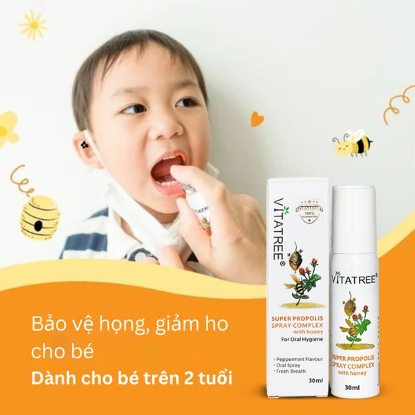 Chai Xịt Giảm Đau Họng Keo Ong Vitatree 30ML Xịt Họng Vitatree, Xịt Keo Ong Vitatree