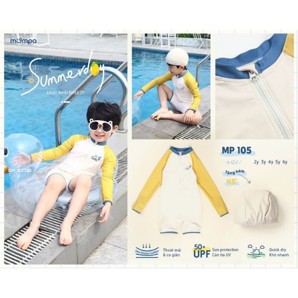 Đồ Bơi Bé Trai Mompa 2-6 Tuổi Có Tặng Kèm Mũ