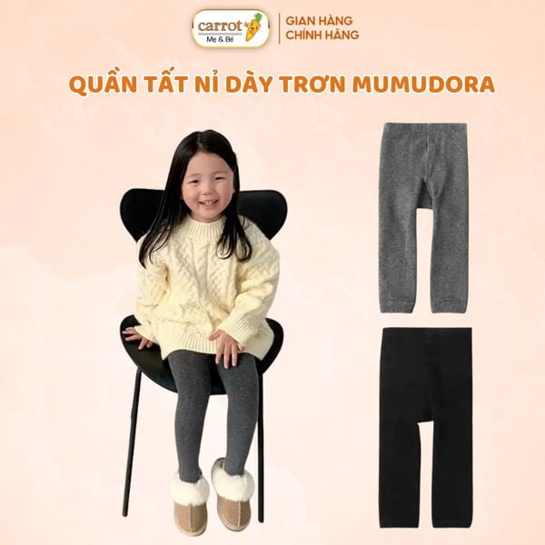 Quần Tất Nỉ Trơn Mumudora Phong Cách Hàn Quốc, Quần Legging Không Bàn Cho Bé