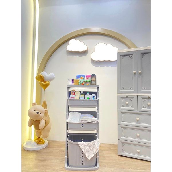 Kệ Nhựa 3 Tầng Kapi Sasa - Đa Năng, Đựng Đồ Dùng Đồ Chơi Cho Bé, Có Bánh Xe Di Chuyển