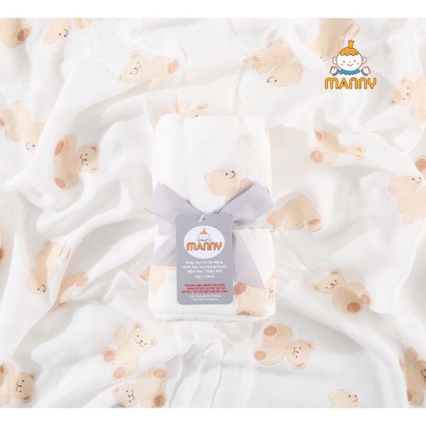 Khăn Tắm Sợi Tre 2 Lớp Cho Bé - Khăn Manny 100% Sợi Tre Màu Trơn Mềm Mịn An Toàn Cho Da Bé