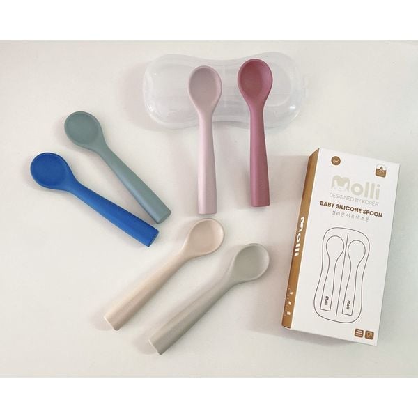 Set 2 Thìa Silicon Molli, Không BPA, An Toàn Cho Bé