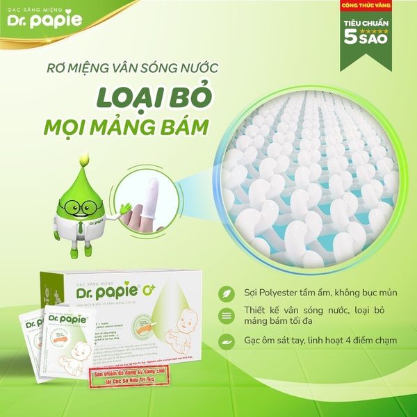 Gạc Rơ Lưỡi Dr. Papie - Rơ Lưỡi Cho Bé Sơ Sinh, Hàng Chính Hãng Hộp 30 Cái