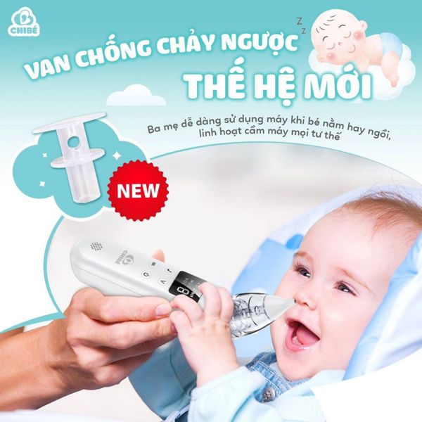 Máy Hút Mũi Cầm Tay Cho Trẻ Em CHIBÉ - 2 Đầu Hút, 9 Cấp Độ Sạch Mũi - 850mAh