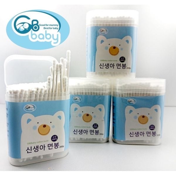 Tăm Bông GB Baby Trẻ Em Đầu Dẹt Và Tròn 200 Cái Hàn Quốc