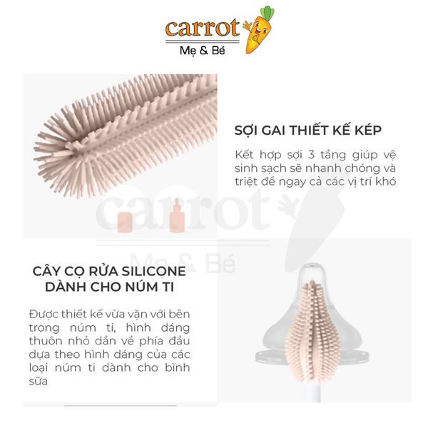 Cọ rửa bình silicone Moyuum Set 2 Cọ - Cọ Bình Sữa, Cọ Đầu Ti, An Toàn Cho Bé