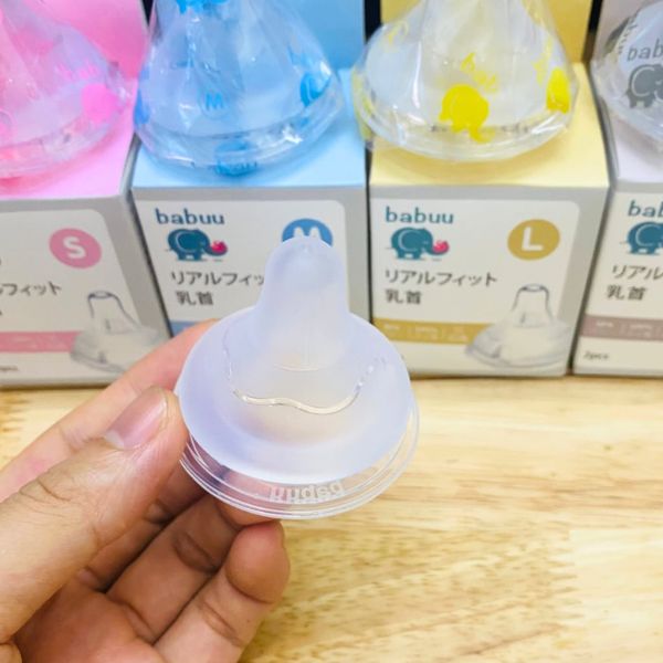 Núm Ti Cổ Rộng BABUU Silicon Siêu Mềm Thế Hệ Thứ 3 Có Chỉnh Khớp Ngậm Cho Bé, Đủ Size S, M,L