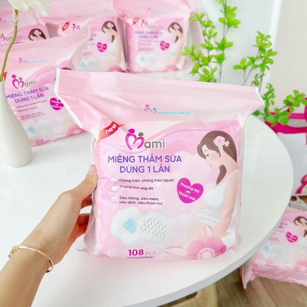 Miếng Lót Thấm sữa Mamicare 108 Miếng, Bịch 108 Miếng Thấm Sữa An Toàn, Siêu Thấm Cho Mẹ