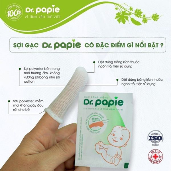Gạc Rơ Lưỡi Dr. Papie - Rơ Lưỡi Cho Bé Sơ Sinh, Hàng Chính Hãng Hộp 30 Cái