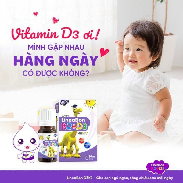 D3 K2 Lineabon Bổ Sung Vitamin D3 Cho Trẻ Sơ Sinh, Hấp Thụ Canxi Tăng Chiều Cao Cho Trẻ